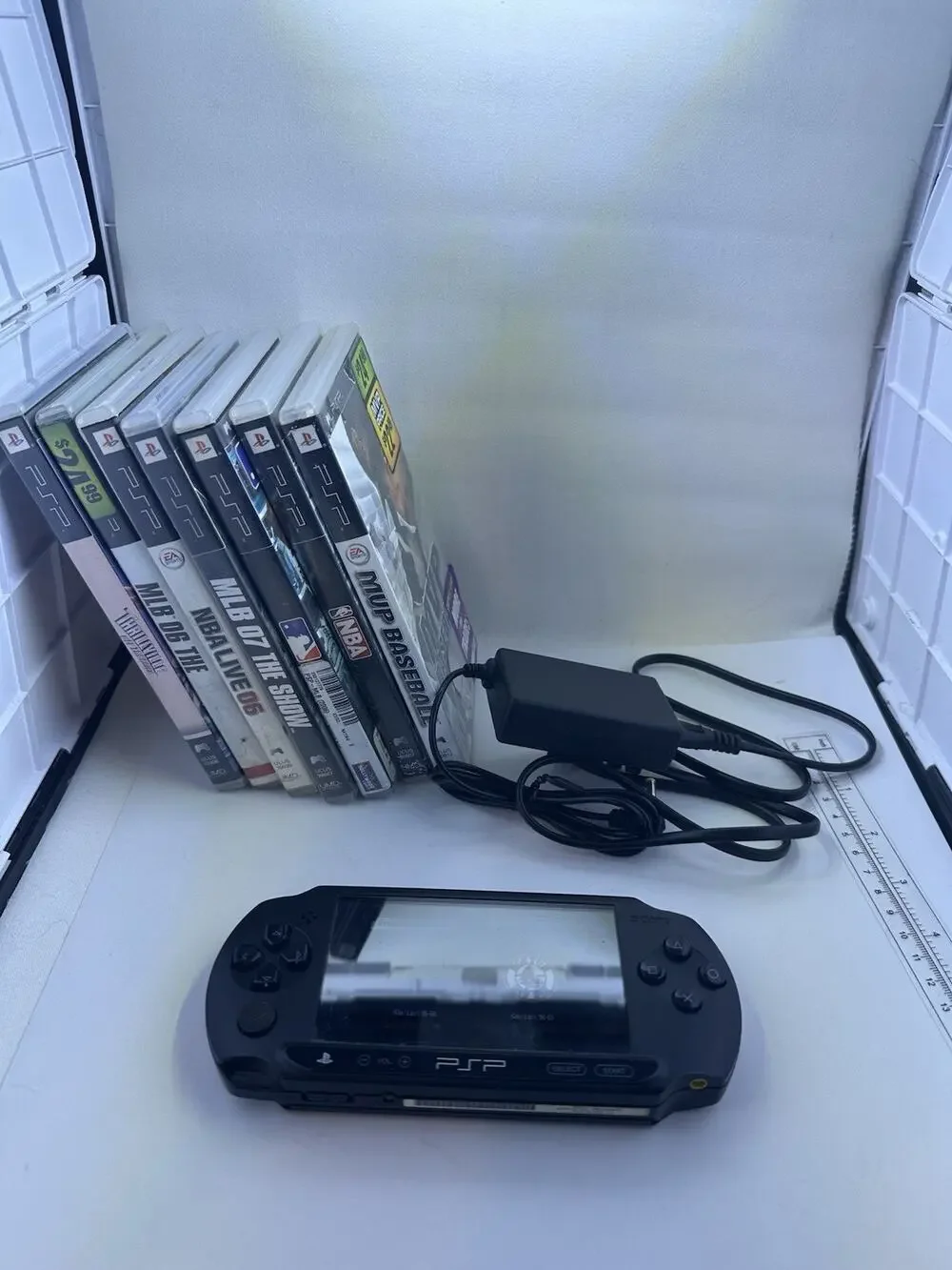 Sony PSP Street E1003 Console Tested Working w/ Charger & 7 Games Rare Gaming